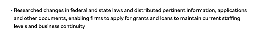    Researched changes in federal and state laws and distributed pertinent information, applications and other documen   