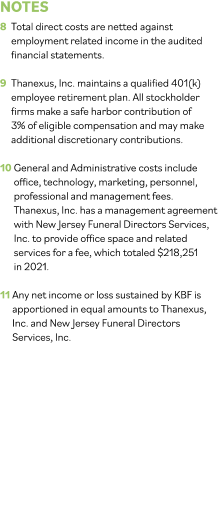 NOTES 8  Total direct costs are netted against employment related income in the audited financial statements    9  Th   